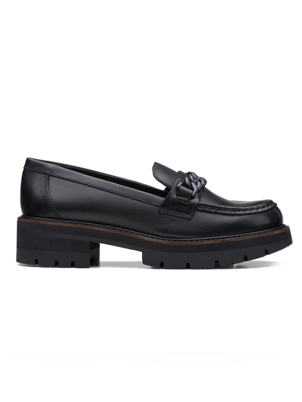 Clarks Chain Detail Platform Loafers in Black